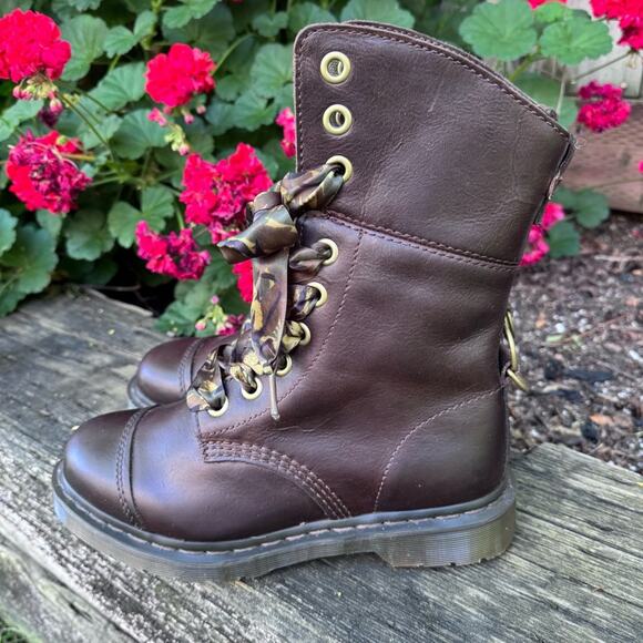 Dr. Martens Aimilta Camo Camouflage Brown Moto Boots Women's 8 US / 6 UK - Picture 5 of 12